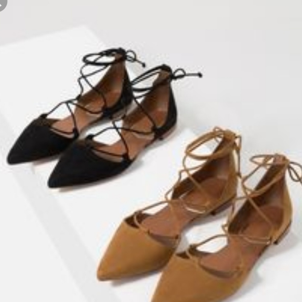 Gap black suede lace up flats